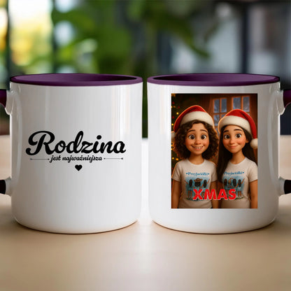 Kubek z własnym zdjęciem - świąteczny klimat [generowane przez AI]