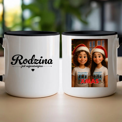 Kubek z własnym zdjęciem - świąteczny klimat [generowane przez AI]