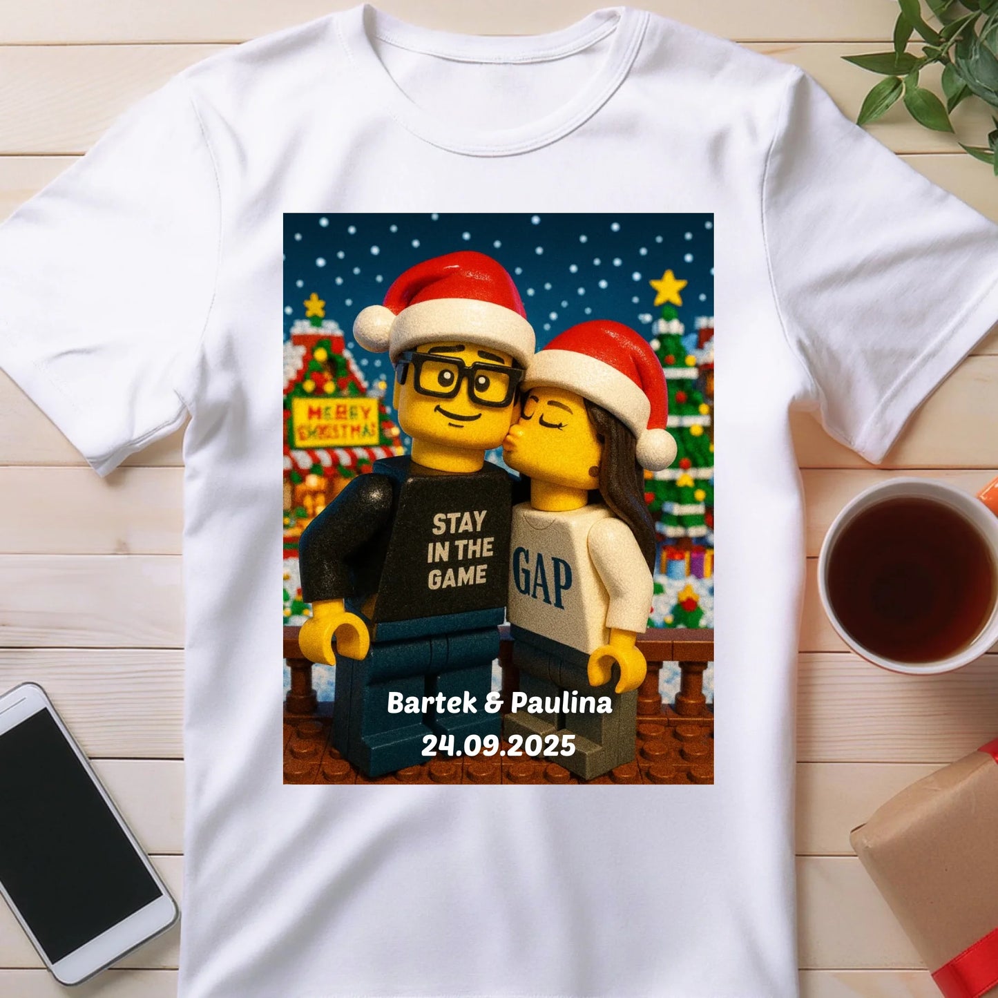 Koszulka - Twoje zdjęcie z klocków LEGO XMAS [generowane przez AI]