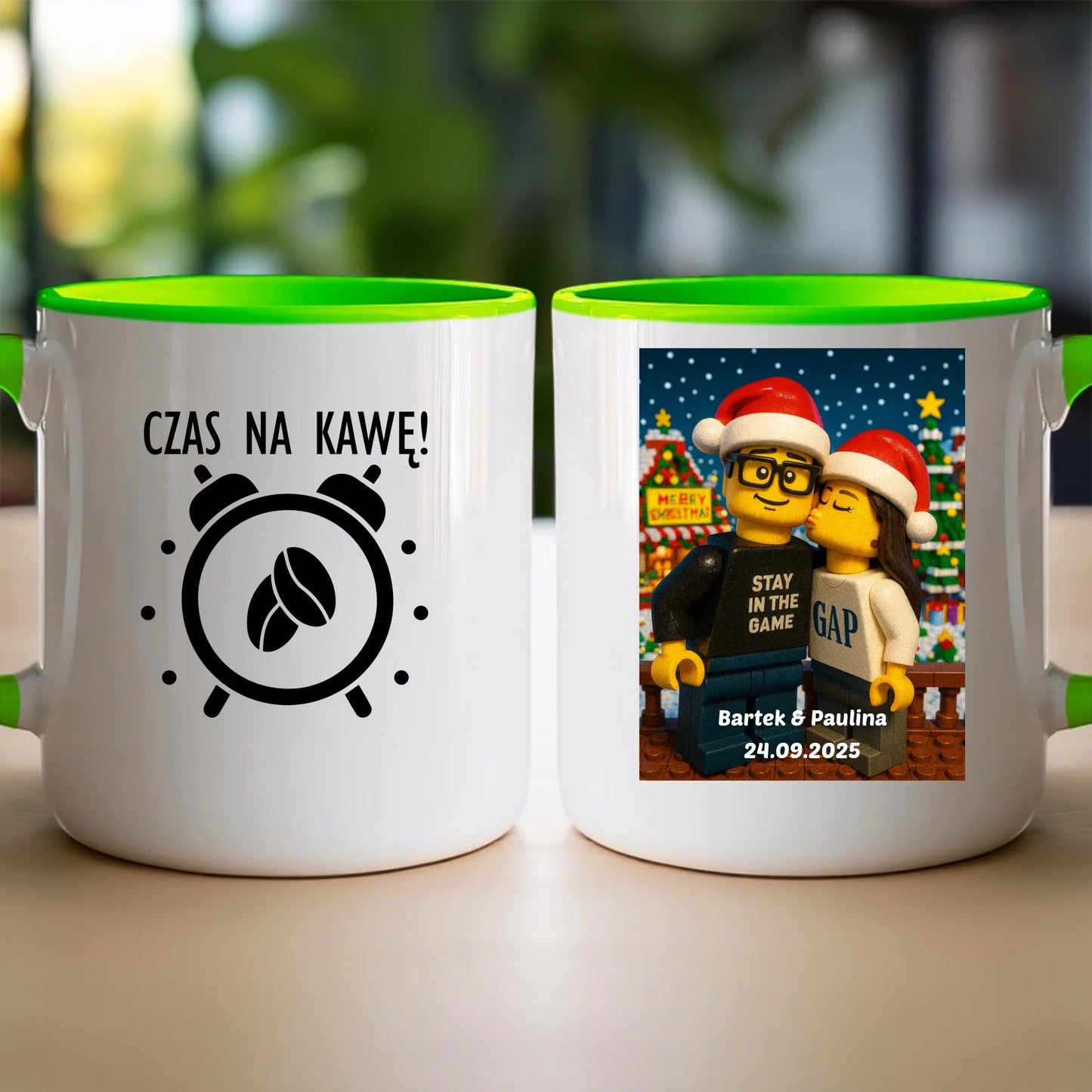 Kubek - Twoje zdjęcie z klocków LEGO XMAS [generowane przez AI]