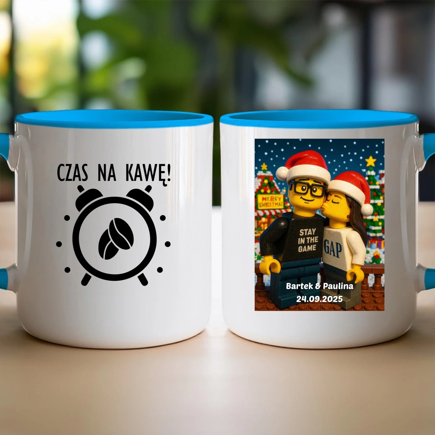 Kubek - Twoje zdjęcie z klocków LEGO XMAS [generowane przez AI]