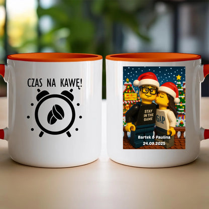 Kubek - Twoje zdjęcie z klocków LEGO XMAS [generowane przez AI]
