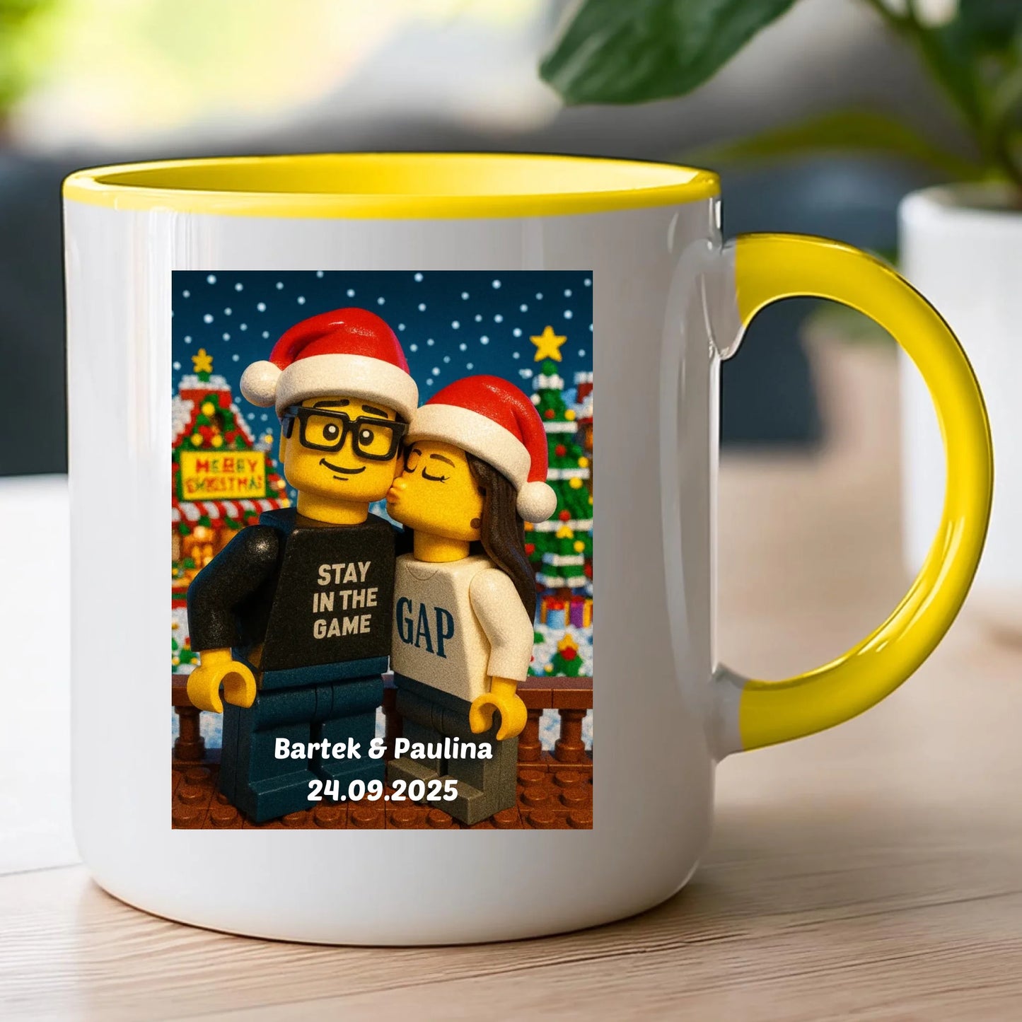 Kubek - Twoje zdjęcie z klocków LEGO XMAS [generowane przez AI]
