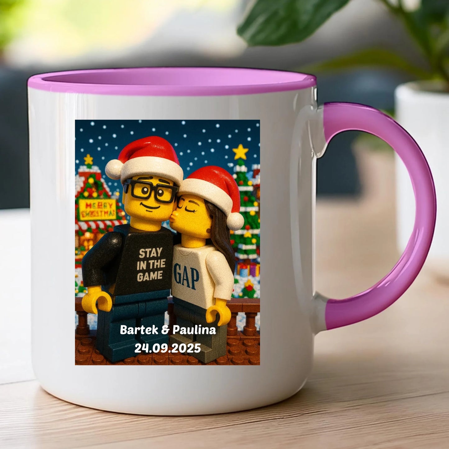 Kubek - Twoje zdjęcie z klocków LEGO XMAS [generowane przez AI]
