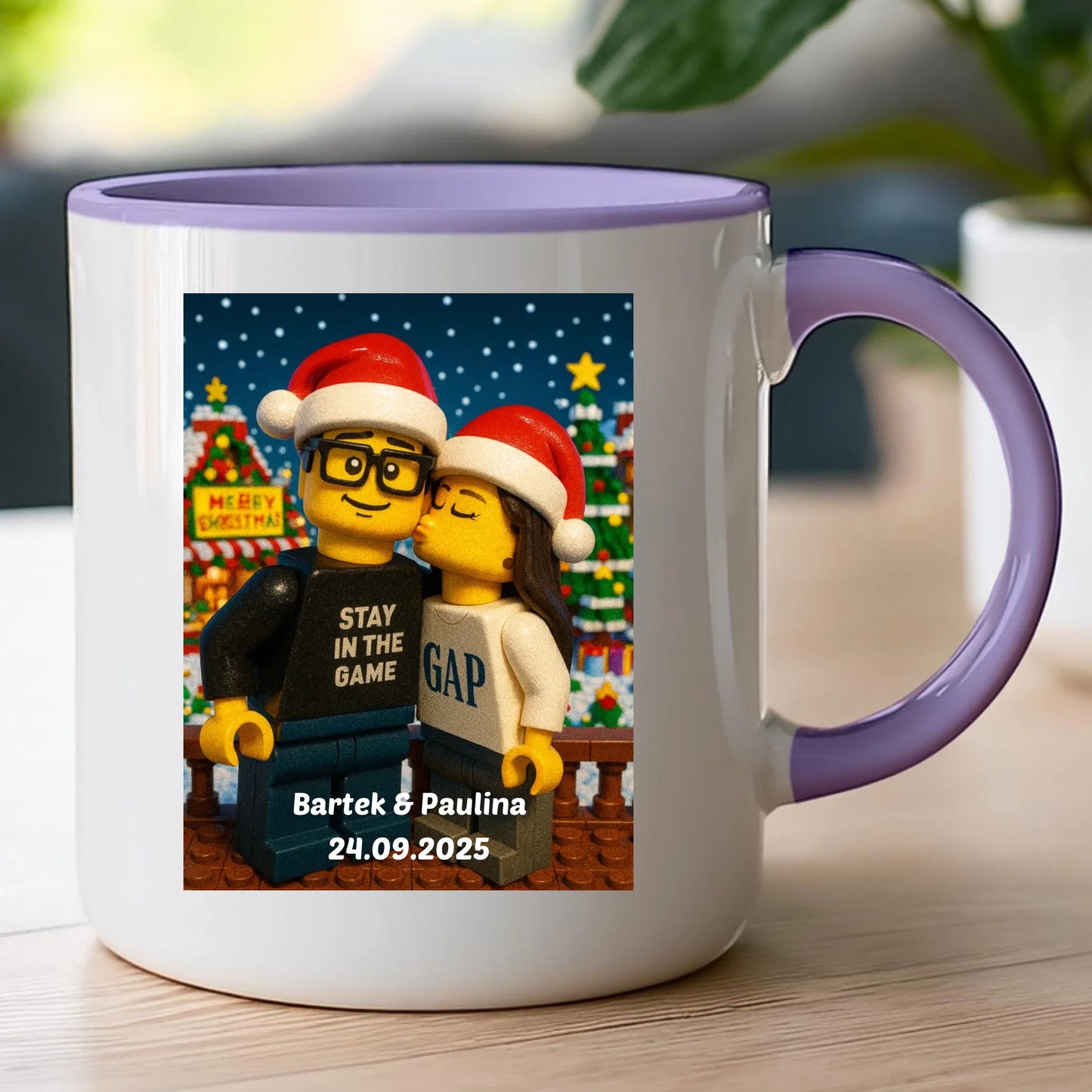 Kubek - Twoje zdjęcie z klocków LEGO XMAS [generowane przez AI]