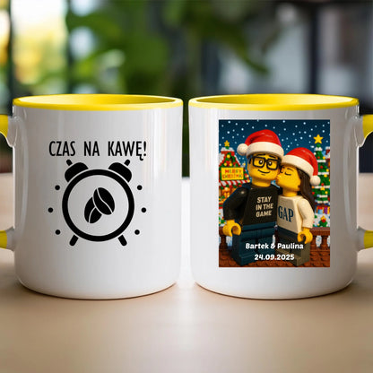 Kubek - Twoje zdjęcie z klocków LEGO XMAS [generowane przez AI]
