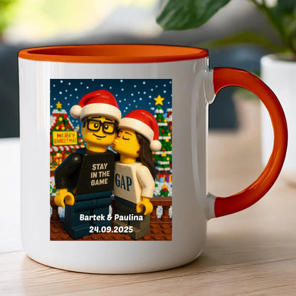 Kubek - Twoje zdjęcie z klocków LEGO XMAS [generowane przez AI]