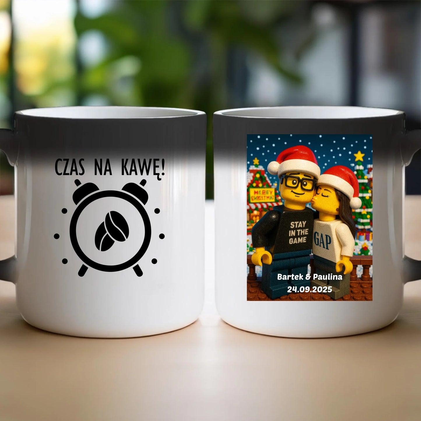 Kubek - Twoje zdjęcie z klocków LEGO XMAS [generowane przez AI]