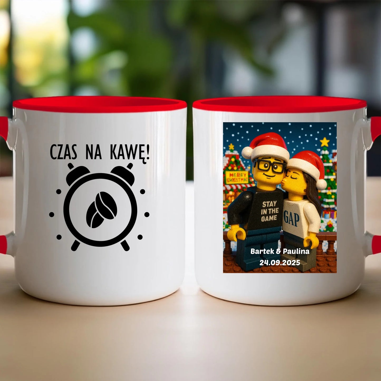 Kubek - Twoje zdjęcie z klocków LEGO XMAS [generowane przez AI]