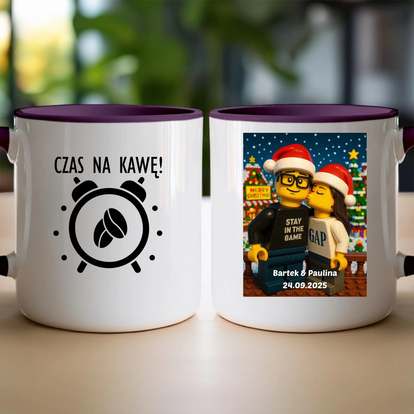 Kubek - Twoje zdjęcie z klocków LEGO XMAS [generowane przez AI]