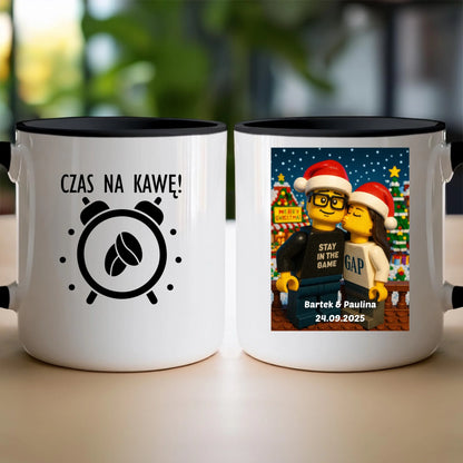 Kubek - Twoje zdjęcie z klocków LEGO XMAS [generowane przez AI]