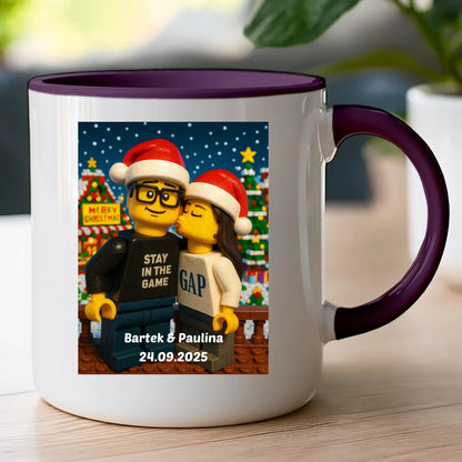Kubek - Twoje zdjęcie z klocków LEGO XMAS [generowane przez AI]