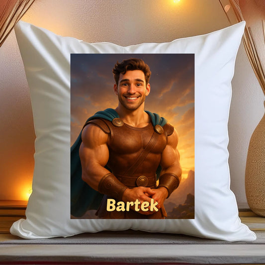 Poduszka z własnym zdjęciem - bajkowy półbóg [generowane przez AI]