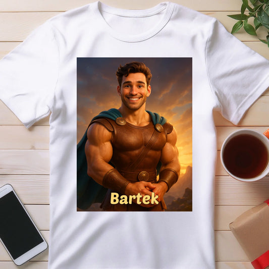 Koszulka z własnym zdjęciem - bajkowy półbóg [generowane przez AI]