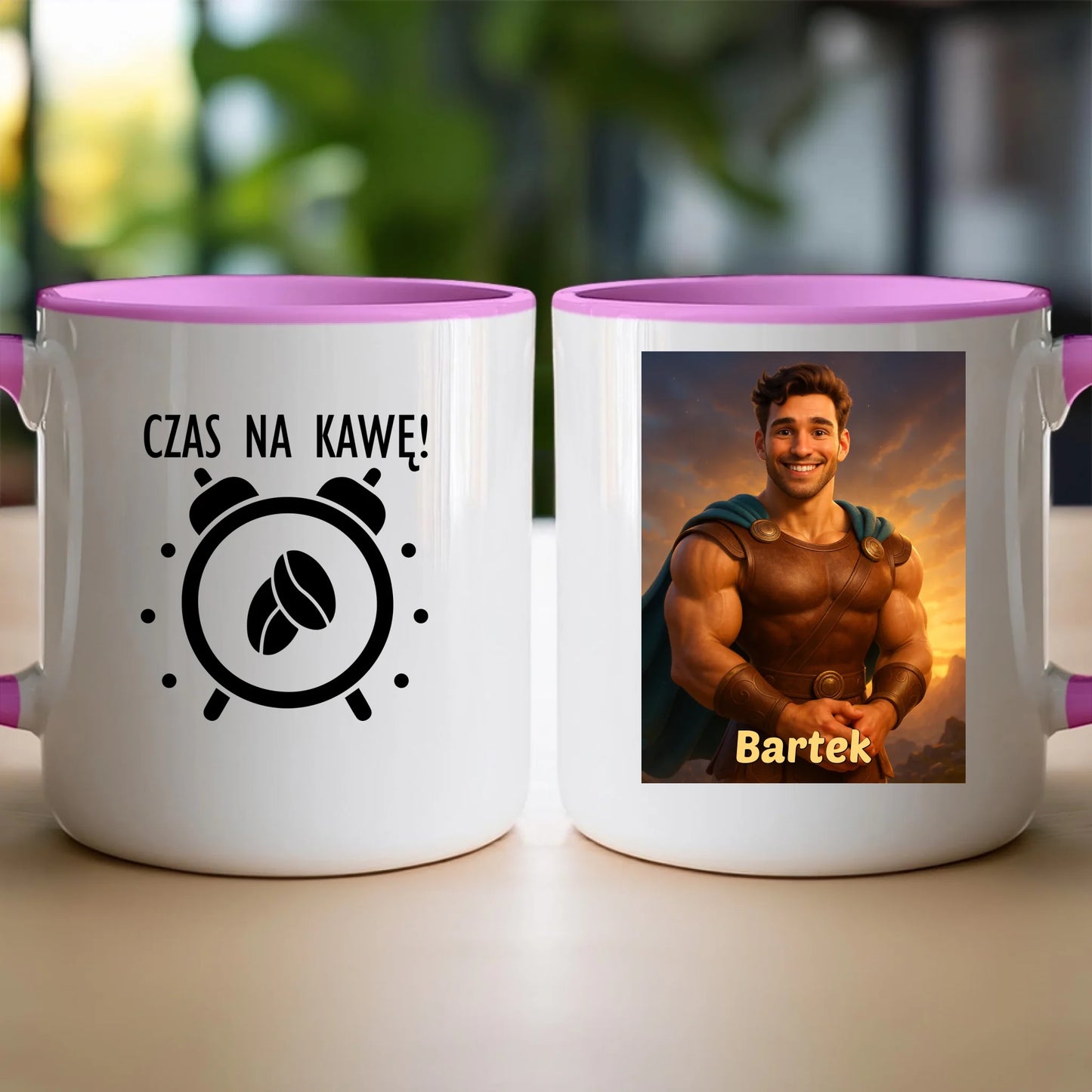 Kubek z własnym zdjęciem - bajkowy półbóg [generowane przez AI]