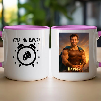 Kubek z własnym zdjęciem - bajkowy półbóg [generowane przez AI]
