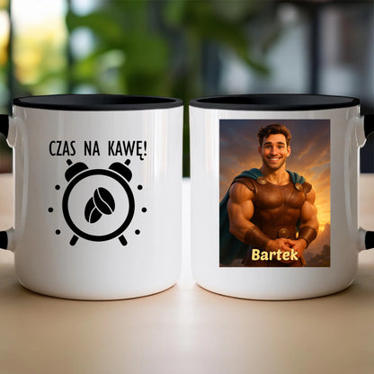 Kubek z własnym zdjęciem - bajkowy półbóg [generowane przez AI]