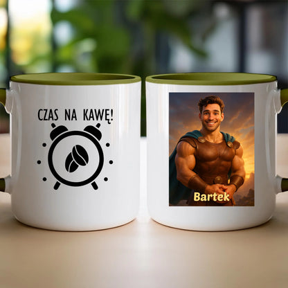 Kubek z własnym zdjęciem - bajkowy półbóg [generowane przez AI]
