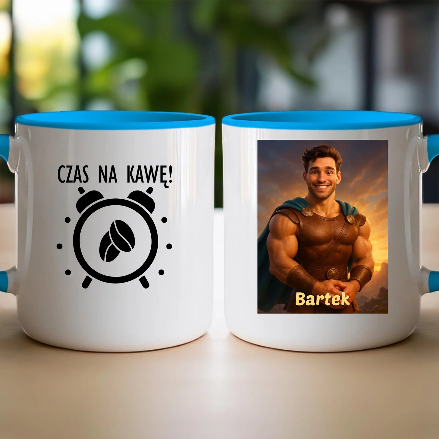 Kubek z własnym zdjęciem - bajkowy półbóg [generowane przez AI]