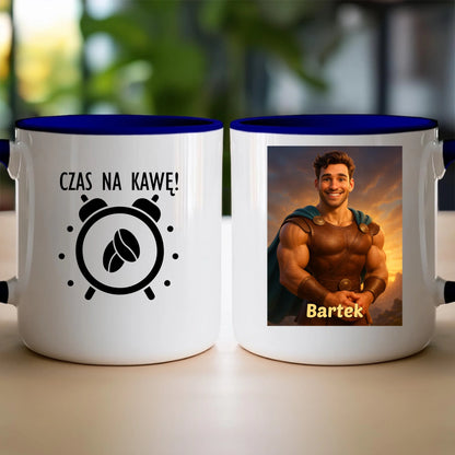 Kubek z własnym zdjęciem - bajkowy półbóg [generowane przez AI]