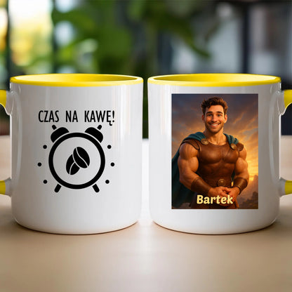 Kubek z własnym zdjęciem - bajkowy półbóg [generowane przez AI]