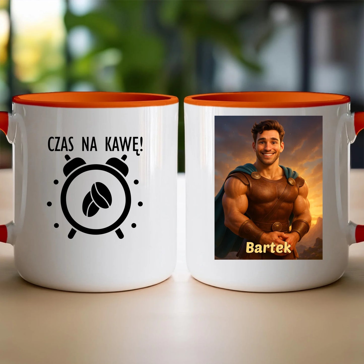 Kubek z własnym zdjęciem - bajkowy półbóg [generowane przez AI]