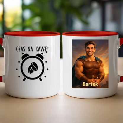 Kubek z własnym zdjęciem - bajkowy półbóg [generowane przez AI]