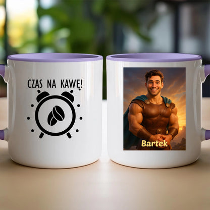 Kubek z własnym zdjęciem - bajkowy półbóg [generowane przez AI]