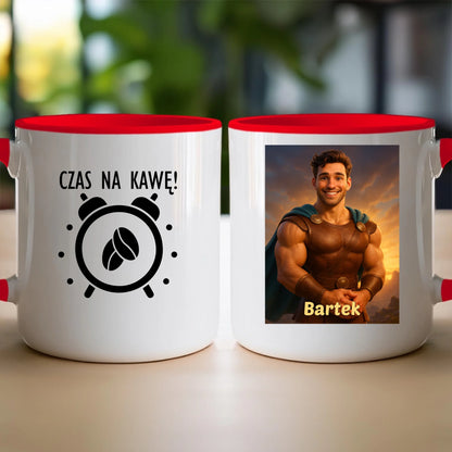 Kubek z własnym zdjęciem - bajkowy półbóg [generowane przez AI]