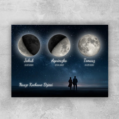 Fotoobraz fazy księżyca - 3 dzieci