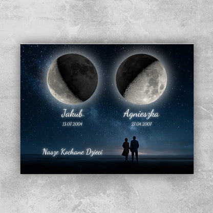 Fotoobraz fazy księżyca - 2 dzieci
