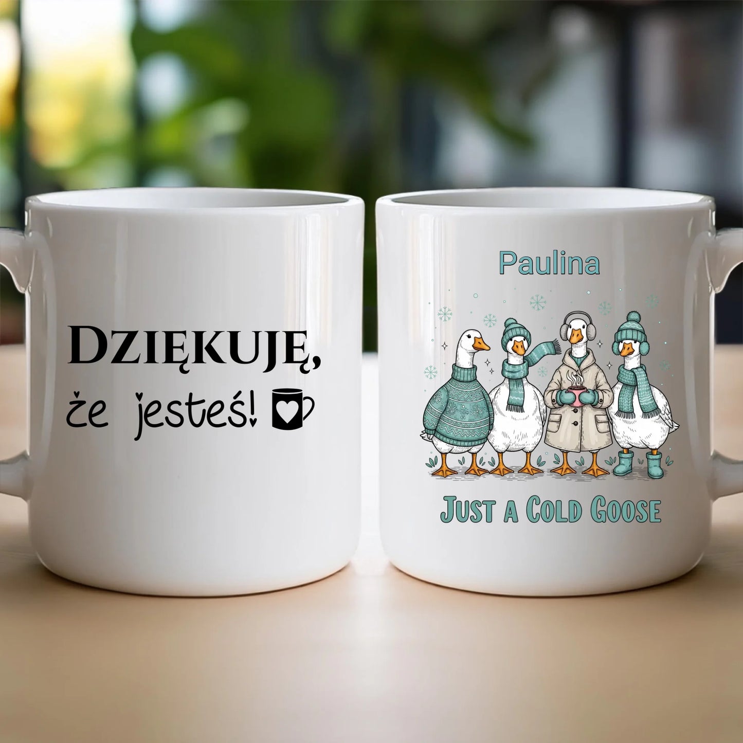 Kubek personalizowany - świąteczne gęsi #297