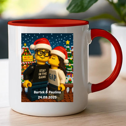 Kubek - Twoje zdjęcie z klocków LEGO XMAS [generowane przez AI]