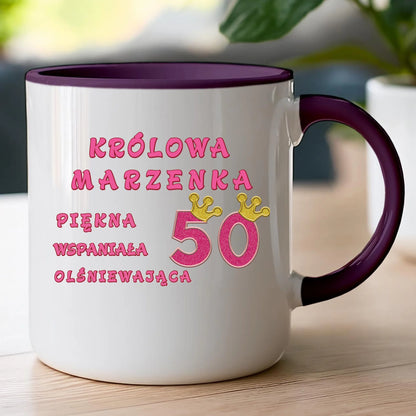 Kubek personalizowany na urodziny - różowy brokat #5008