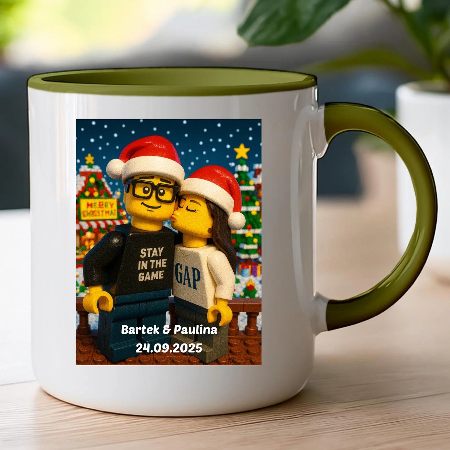 Kubek - Twoje zdjęcie z klocków LEGO XMAS [generowane przez AI]