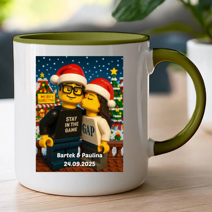 Kubek - Twoje zdjęcie z klocków LEGO XMAS [generowane przez AI]