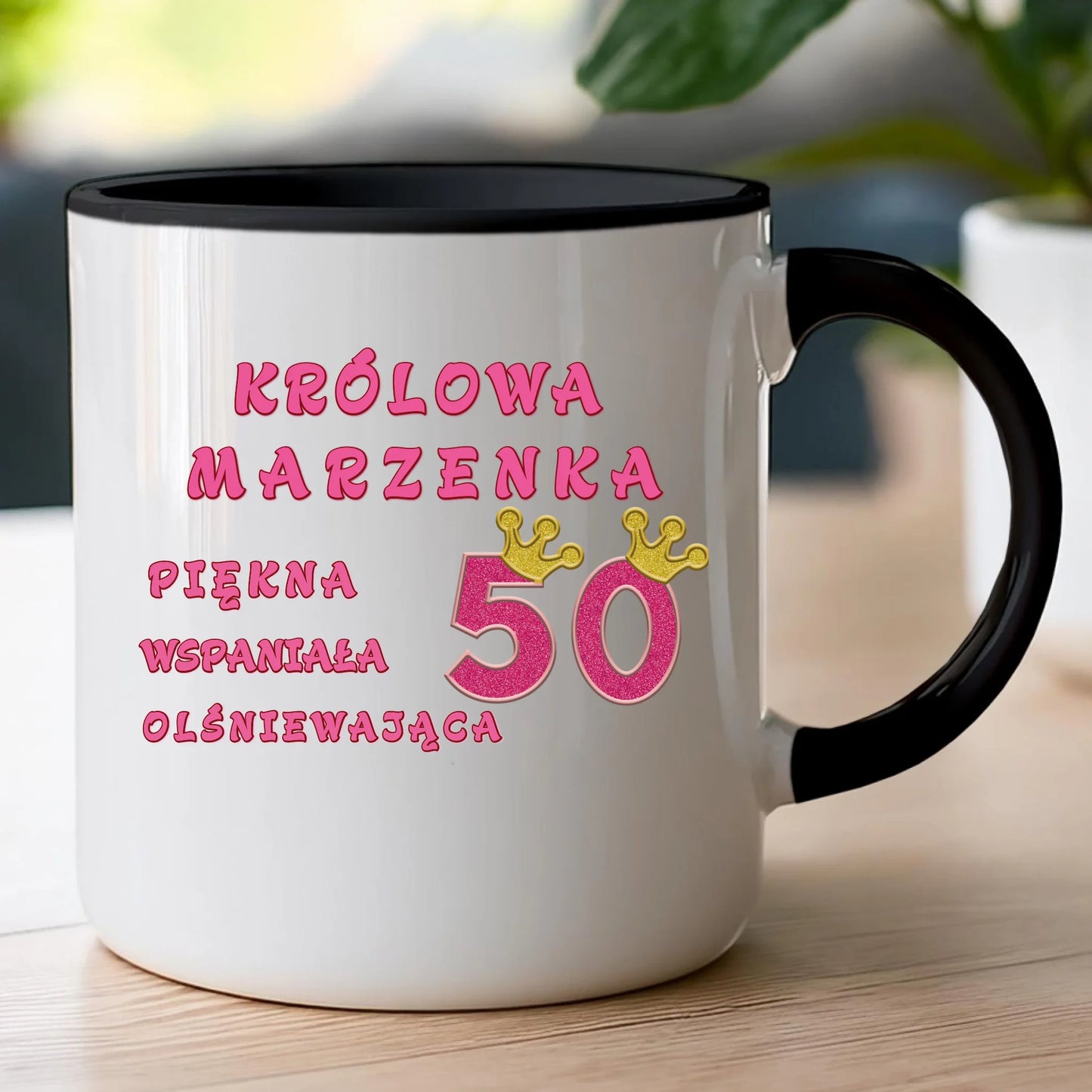 Kubek personalizowany na urodziny - różowy brokat #5008