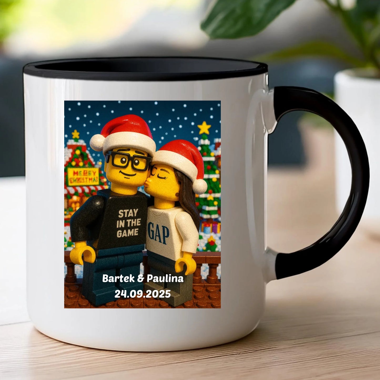 Kubek - Twoje zdjęcie z klocków LEGO XMAS [generowane przez AI]