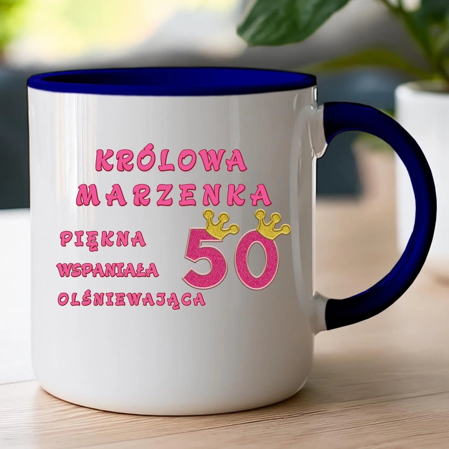 Kubek personalizowany na urodziny - różowy brokat #5008
