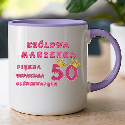 Kubek personalizowany na urodziny - różowy brokat #5008