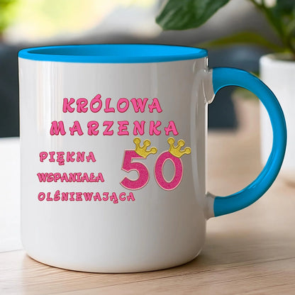 Kubek personalizowany na urodziny - różowy brokat #5008