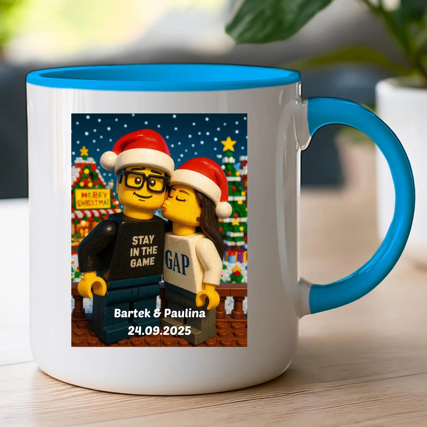 Kubek - Twoje zdjęcie z klocków LEGO XMAS [generowane przez AI]