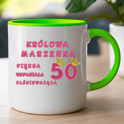 Kubek personalizowany na urodziny - różowy brokat #5008