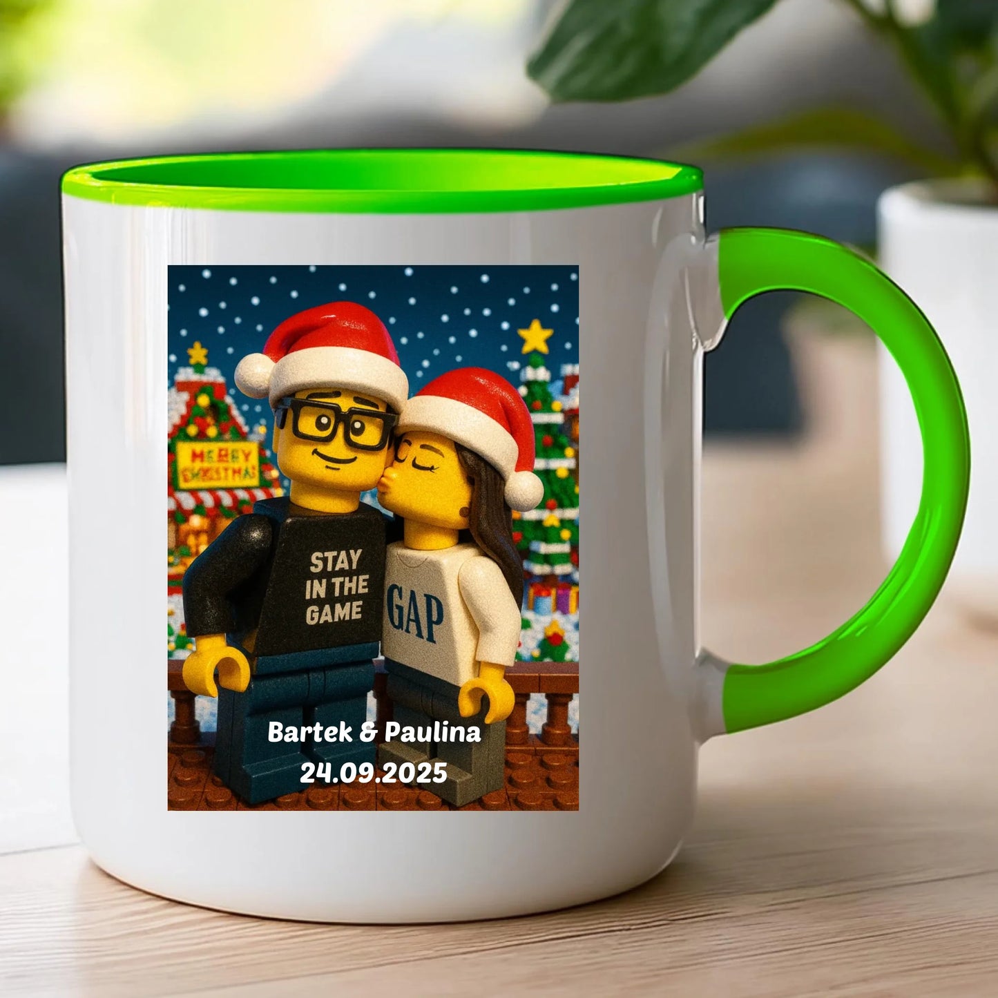 Kubek - Twoje zdjęcie z klocków LEGO XMAS [generowane przez AI]