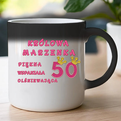 Kubek personalizowany na urodziny - różowy brokat #5008