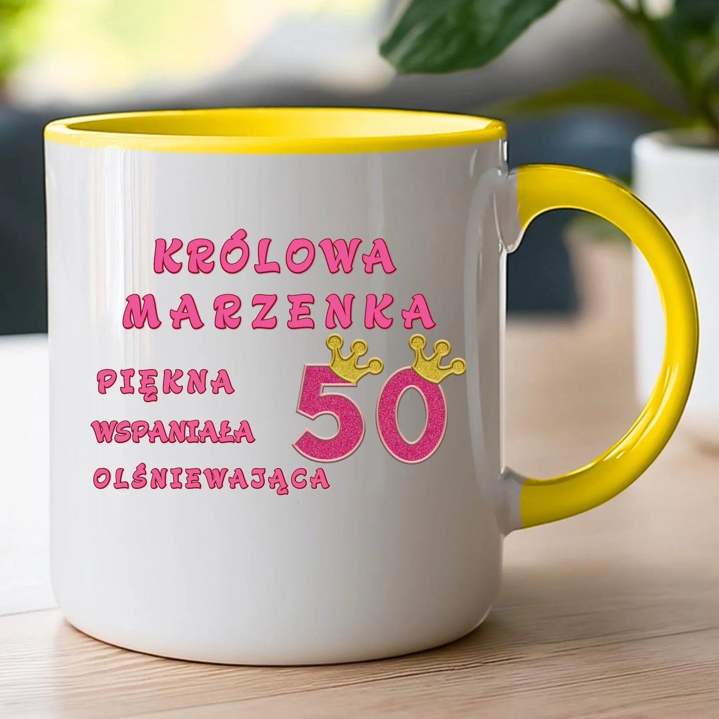 Kubek personalizowany na urodziny - różowy brokat #5008