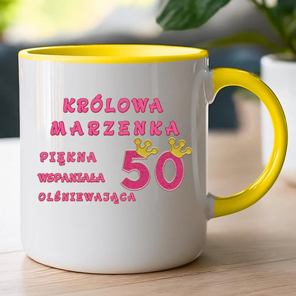 Kubek personalizowany na urodziny - różowy brokat #5008