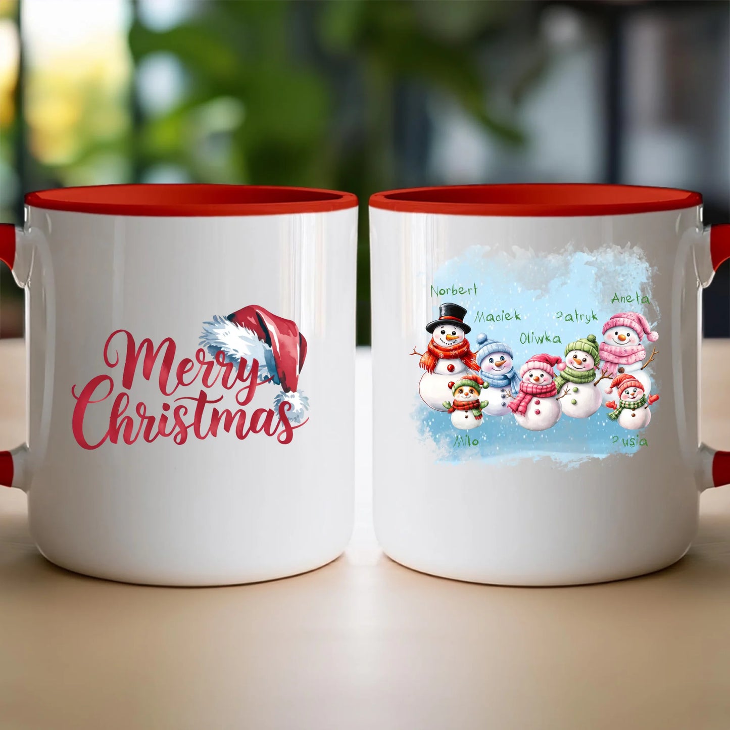 Kubek personalizowany świąteczny dla rodziny - ze zwierzętami #807