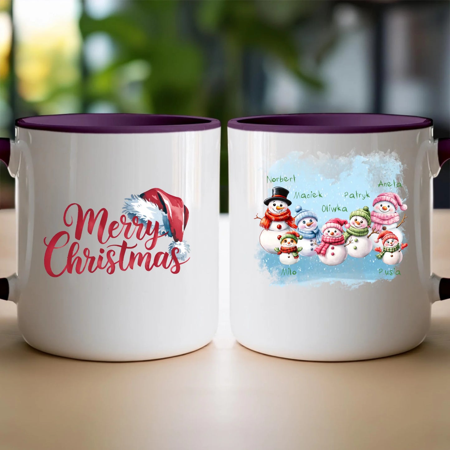 Kubek personalizowany świąteczny dla rodziny - ze zwierzętami #807