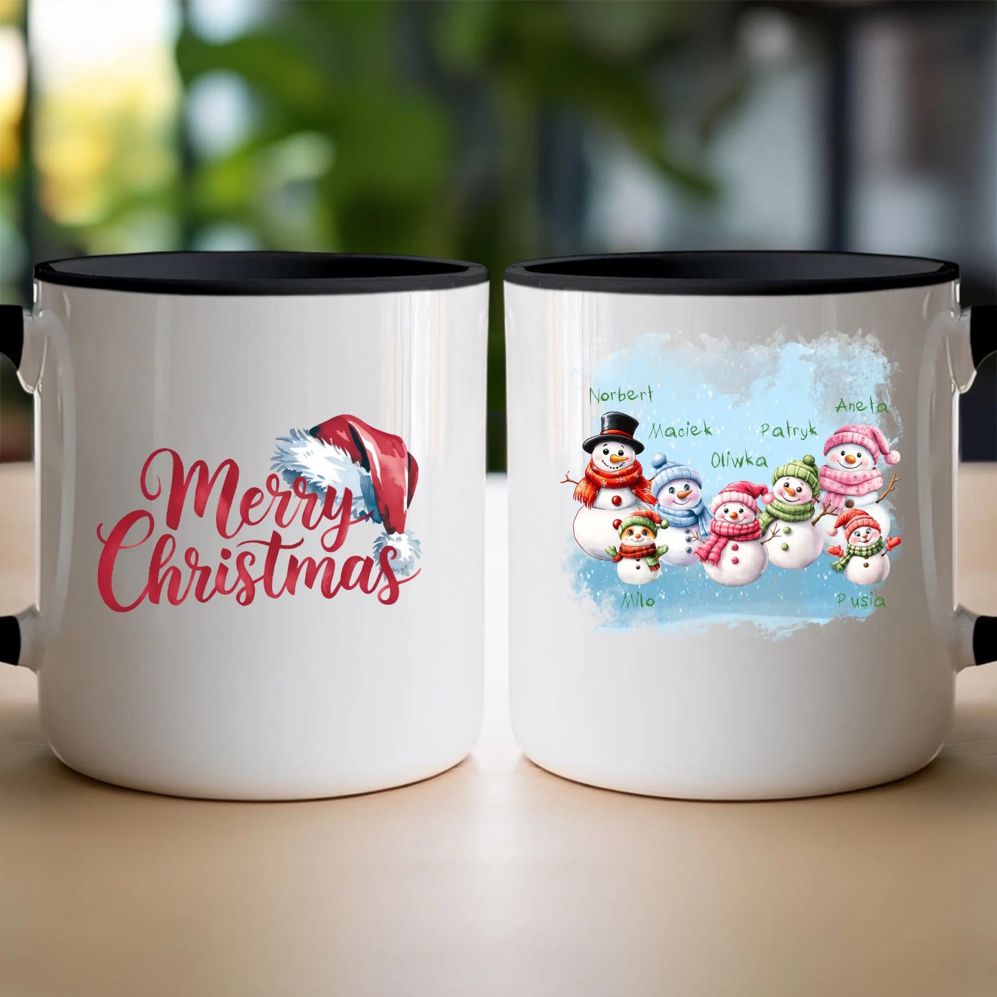 Kubek personalizowany świąteczny dla rodziny - ze zwierzętami #807
